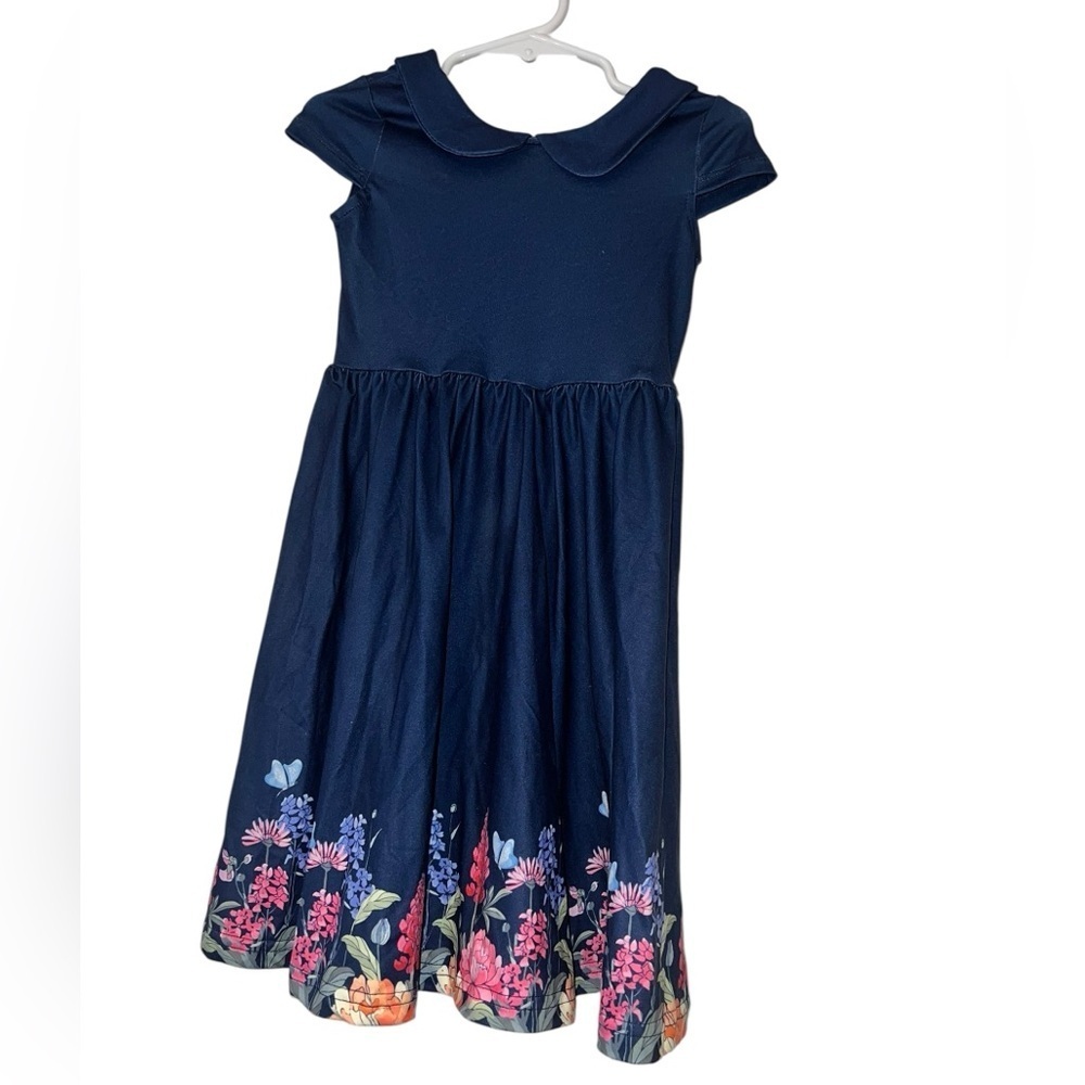 Oopsie Daisy toddler girls Navy Blue Floral butterfly jersey Dress Sz 2T NWT